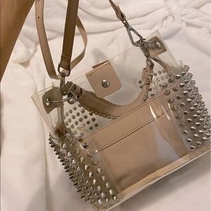 Steve Madden Radarr Clear Studded Bucket bag with cross body strap FREE SHIPPING